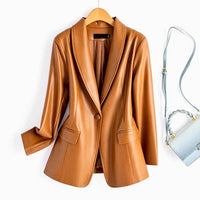 Riviera Leather Blazer – Braun