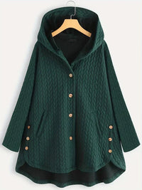 TARA – Damen-Wintermantel – Eleganter Gefütterter Mantel mit Kapuze – Grün
