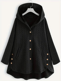 TARA – Damen-Wintermantel – Eleganter Gefütterter Mantel mit Kapuze – Schwarz