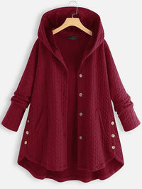 TARA – Damen-Wintermantel – Eleganter Gefütterter Mantel mit Kapuze – Rot