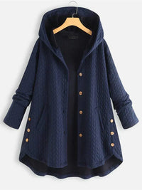 TARA – Damen-Wintermantel – Eleganter Gefütterter Mantel mit Kapuze – Marine