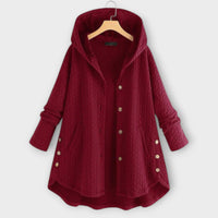 Lerina – Warme Jacke mit Knopfleiste – Rot