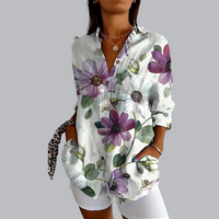 Tunika für Damen - Luftige Elegante Bluse mit Print für den Sommer 2024 – Lila Blumen