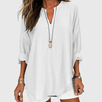 Claudia | Damen Langarm Top Locker Casual Komfort Alltag Modern – Weiß