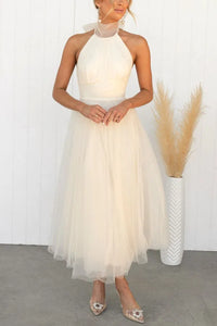 Leonora | Ärmelloses Party Damen Kleid – Aprikose