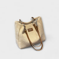 Eleanor | Weiche Kord Umhängetasche – Beige