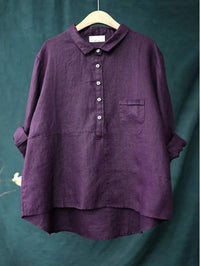Vega | Oversized Leinen-Bluse – Lila