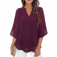 Brianna - Weit geschnittene Bluse mit eleganter Form – Weinrot