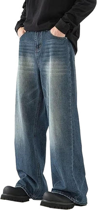 Marcel | Modische Baggy Jeans mit Weitem Bein – Hellblau
