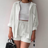 AGATHE - WEITES SHIRT UND SHORTS SET – Weiß