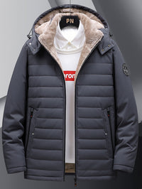 Teun | Warme Herren-Fleecejacke mit Kapuze & Reißverschlusstaschen, Winddicht für Herbst & Winter – Gris foncé