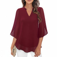Brianna - Weit geschnittene Bluse mit eleganter Form – Burgunderrot