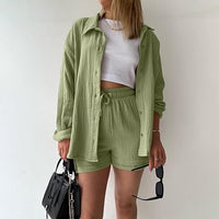 AGATHE - WEITES SHIRT UND SHORTS SET – Hellgrün