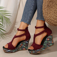 Leilani - Elegante Sommer-Keilsandalen für Frauen mit Reißverschluss – Burgunderrot