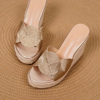 Mila - Espadrille-Keilsandalen für Frauen – Helles Gold