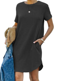 Sommerkleid für Damen - Luftiges Tunika-Kleid mit Taschen – Schwarz
