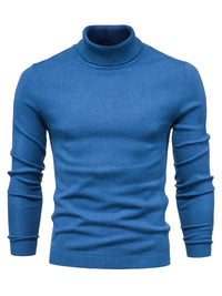 Pullover Herren Rollkragen Slim Fit | Langarm Smart Casual – Blau