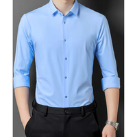 Herren Schlank Passform Kleid Hemd | Knopf Daunen – Hellblau