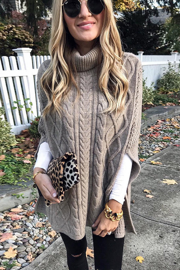 Lasilira | Khaki Cape-Pullover mit Hohem Kragen