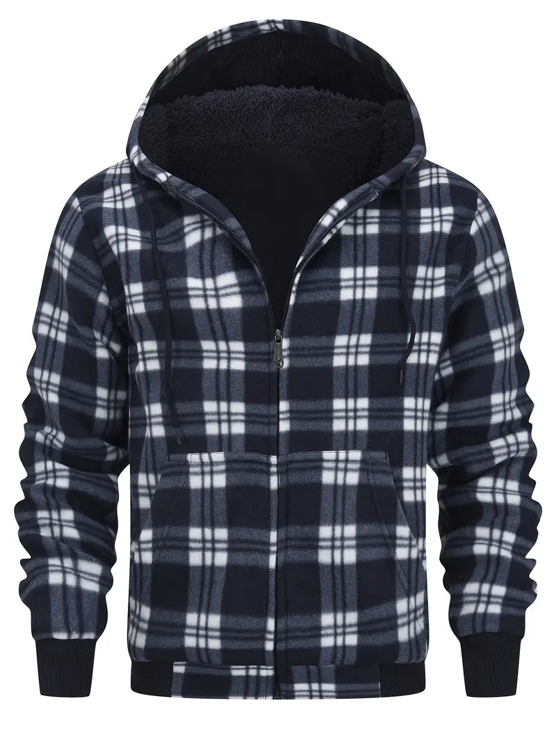 Keyor | Dicke Retro-Jacke mit Kapuze und Sherpa-Futter