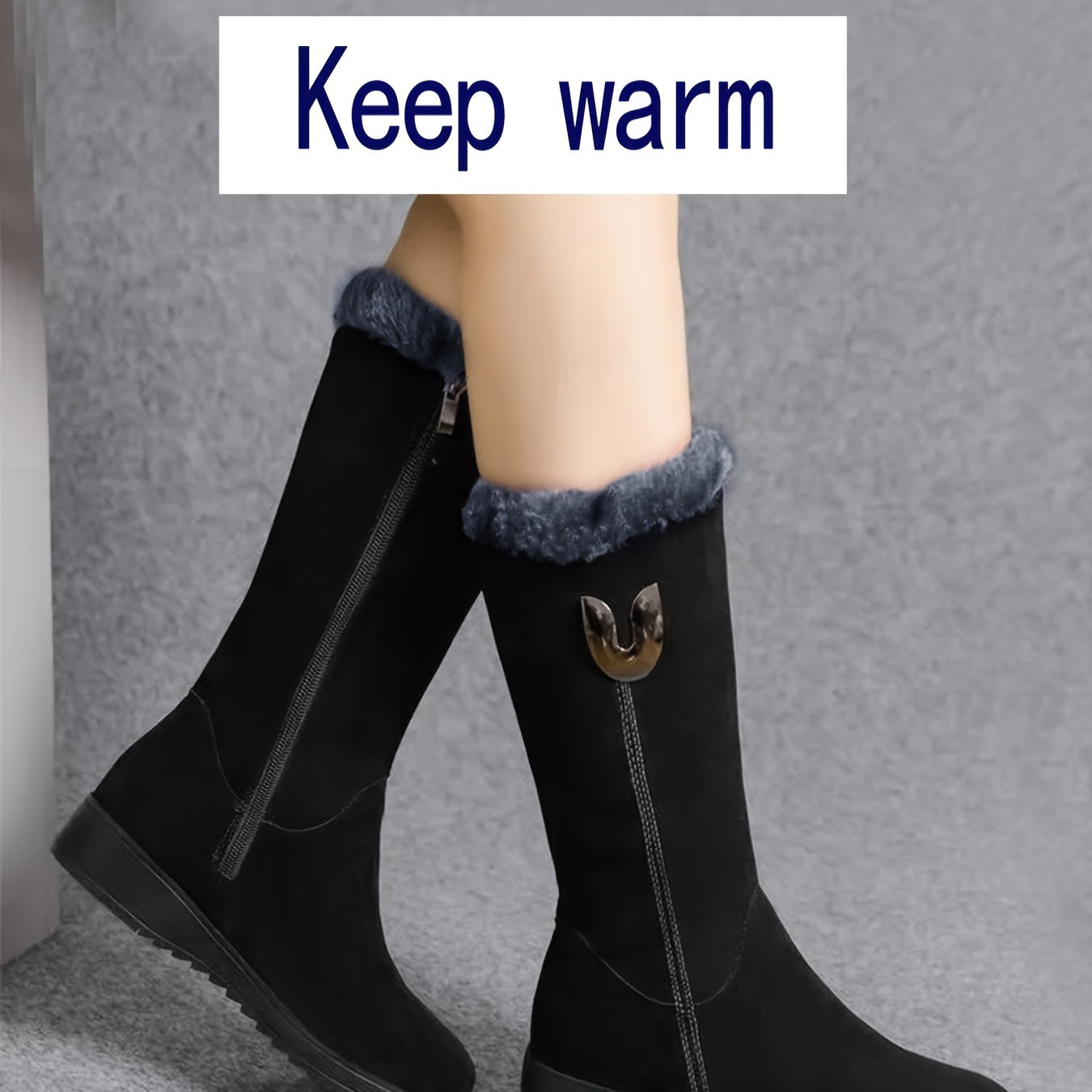 Reilicia | Schwarze Orthopädische Schneestiefel mit Fleecefutter