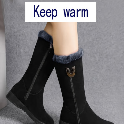 Reilicia | Schwarze Orthopädische Schneestiefel mit Fleecefutter