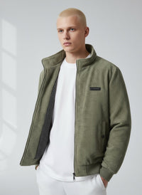 Blouson für Herren mit Stehkragen und warmem Innenfutter – Oliv