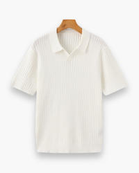 Herren Elegantes Geripptes Poloshirt | Klassisch – Beige