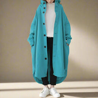 Cailyn - Bequemer langer Trenchcoat – Blau