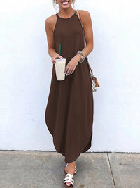 COSIMA - LANGES ÄRMELLOSES KLEID – Braun