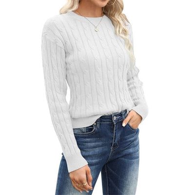 Seykahlah | Solider Strickpullover mit Rundhalsausschnitt, vielseitiger Pullover mit langen Ärmeln und hohlem Ausschnitt