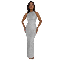 Jana | Elegantes Abendkleid Damen lang mit Pailletten – Silber