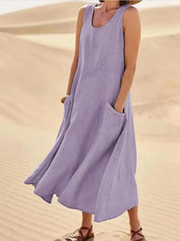 Martha | Elegantes und bequemes Leinenkleid für Frauen – Violett