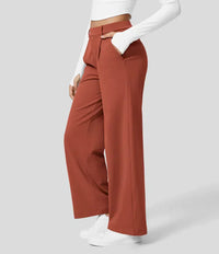 Sommer Palazzo Hose für Damen - Leicht Elegant Hohe Taillen Marlenehose – Zinnoberrot