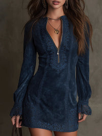 Debbie™ - Wildleder Minikleid – Blau