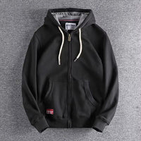 Max | Herren Zip-Hoodie Fleece Kapuzenpullover Casual – Schwarz