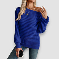 Belle | Off-Shoulder Pullover – Blau
