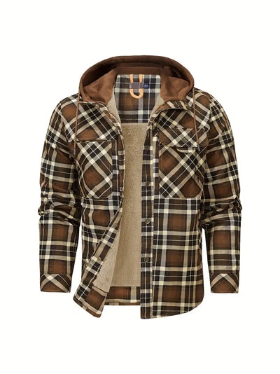 Keymirae | Warmer Fleece-Kapuzenmantel im Retro-Stil mit Karomuster für Herbst oder Winter
