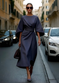 Victoria - Das Eleganteste Kleid mit Ärmeln – Marine