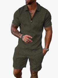 Set aus Polo und Shorts im lässigen Stil für Herren – Sommerliche entspannte Eleganz – Grün