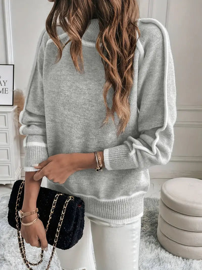 Clithaia | Modischer Rollkragenpullover mit Kontrastbesatz