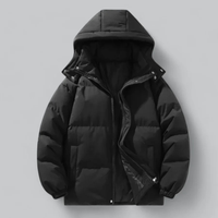 Herrenjacke | Kapuze und gesteppte Ausführung – Schwarz