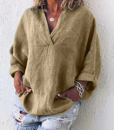 Loretta - Stylische V-Ausschnitt Loose Bluse