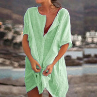 Anjini – Lockeres Strandkleid Mit kurzen Ärmeln – Grün
