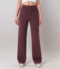 Nina | Elastische Hose mit hoher Taille – Bordeauxrot