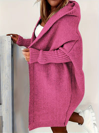 Leycira | Schwarzer Kapuzenstrickjacke – Rosa