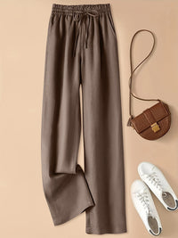 Paula | Leinenhose mit hohem Bund und Leichtigkeit – Braun