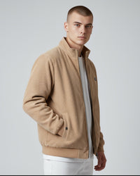 Blouson für Herren mit Stehkragen und warmem Innenfutter – Beige