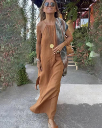 Galilea – Langes Kleid Aus Leinenmischung – Braun