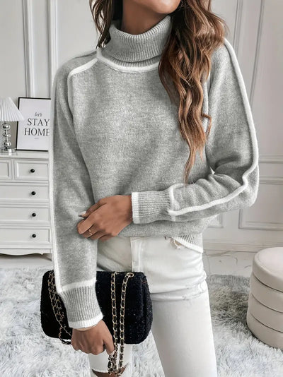 Clithaia | Modischer Rollkragenpullover mit Kontrastbesatz
